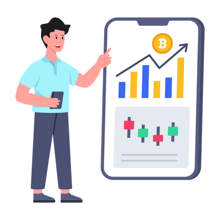 Mobile Bitcoin analytical  Illustration