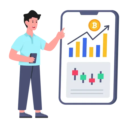 Mobile Bitcoin analytical  Illustration