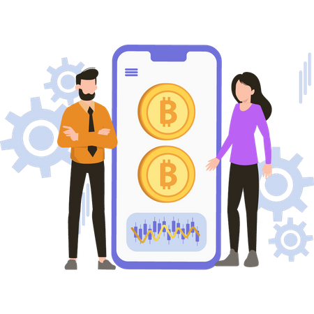 Mobile Bitcoin-Austauschanwendung  Illustration