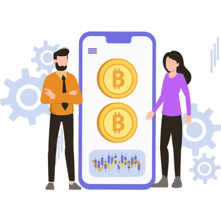 Mobile Bitcoin-Austauschanwendung  Illustration