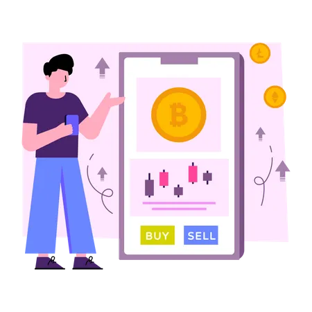 Mobile Bitcoin Trading Illustration