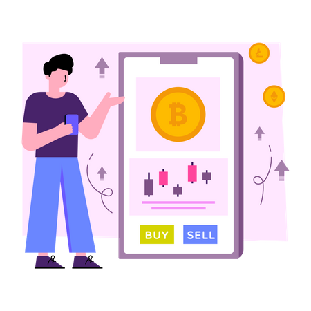 Mobile Bitcoin Trading  Illustration