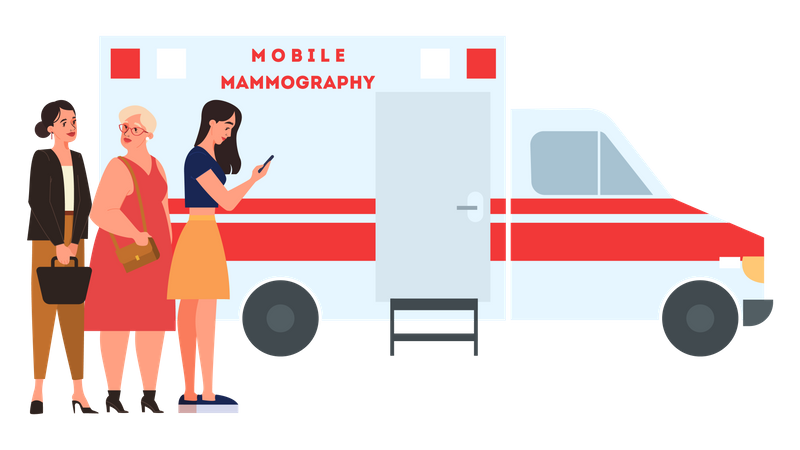 Mobile breast examination Illustration