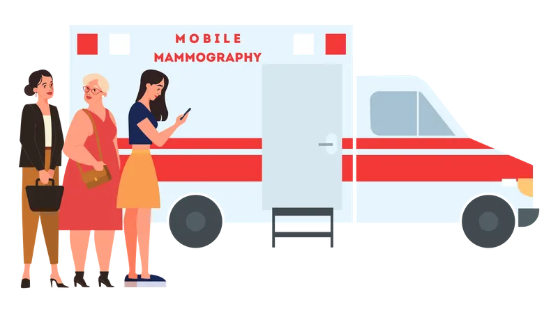 Mammography Concept Mobile Breast Examination Medical Diagnosis Vector Illustration In Flat Style Isolated Illustration