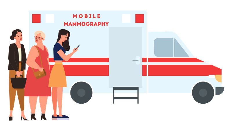 Mobile breast examination  Illustration