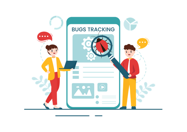 Mobile Bug Tracking Illustration