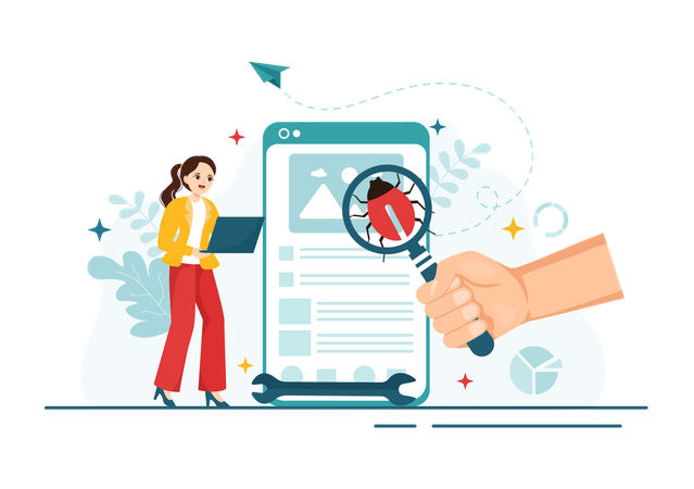 Mobile Bug Tracking  Illustration