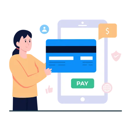 Vector Design Of Mobile Card Payment Flat Style Illustration