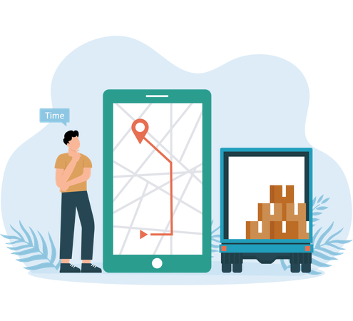 Mobile Cargo Tracking done by employee  Illustration