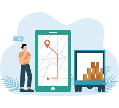 Mobile Cargo Tracking done by employee  Illustration