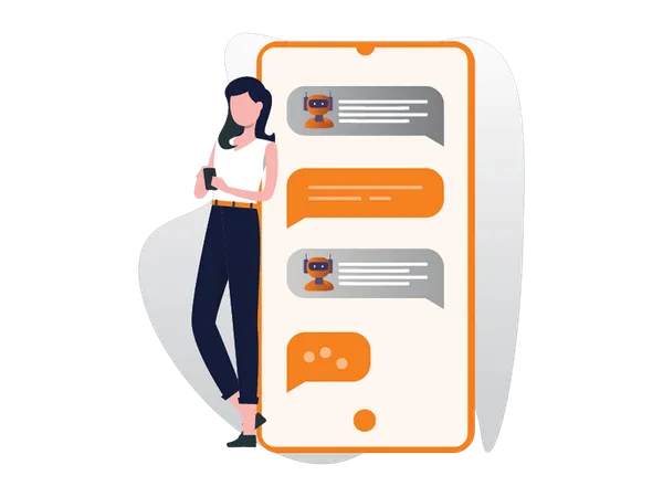 Mobile Chat Bot answering user queries  Illustration