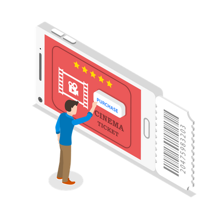 Mobile cinema tickets app  Illustration