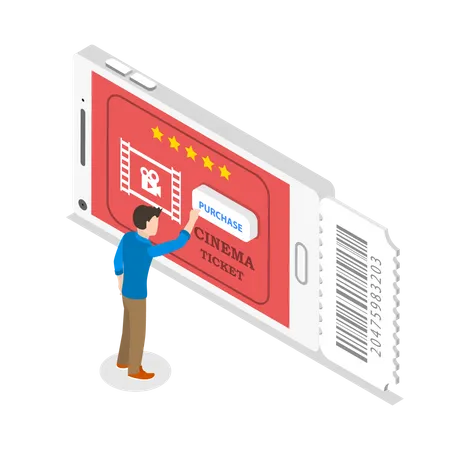 Mobile cinema tickets app  Illustration