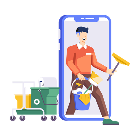 Mobile Cleaning App  Illustration