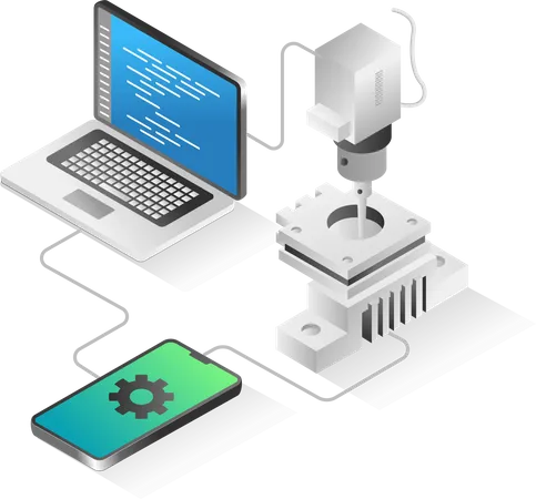 Mobile CNC-Maschinensteuerung  Illustration