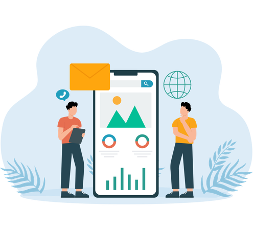 Analyse mobiler Inhalte durch Mitarbeiter  Illustration