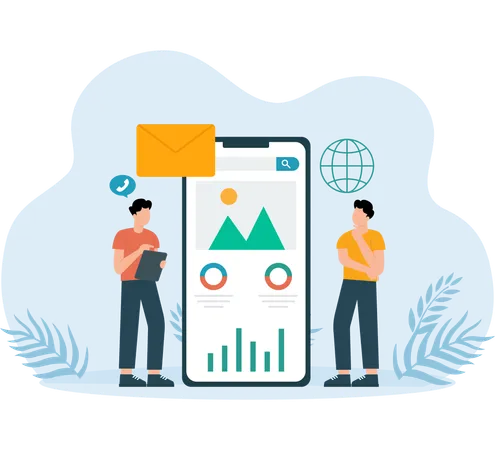 Analyse mobiler Inhalte durch Mitarbeiter  Illustration