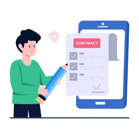 Flat Design Illustration Of Mobile Contract Illustration