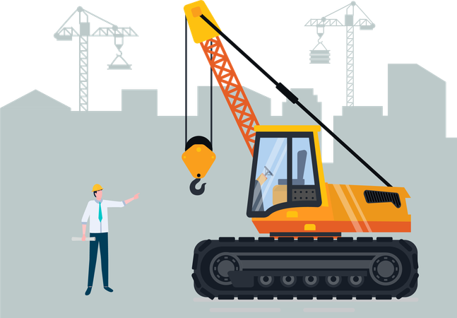 Mobile crane and contactor  Illustration
