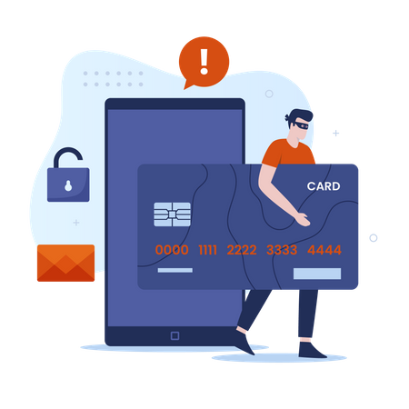 Mobile credit card fraud  Illustration