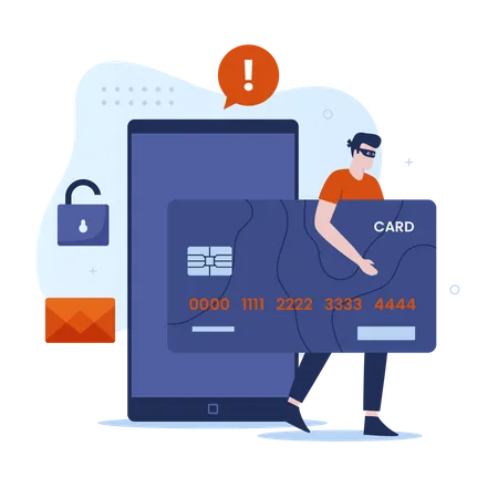 Mobile credit card fraud  Illustration