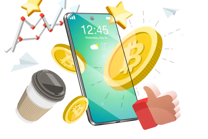 3 D Vector Conceptual Illustration Of Mobile Crypto Wallet Online Cryptocurrency Exchange Illustration