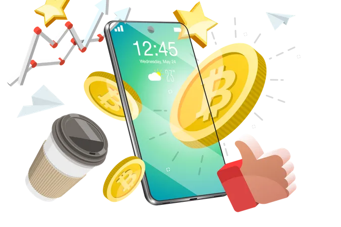 Mobile Crypto Wallet  Illustration