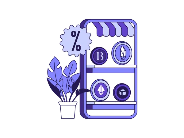 Mobile cryptocurrency shop  Illustration