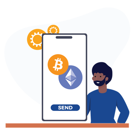 Mobile cryptocurrency wallet Illustration