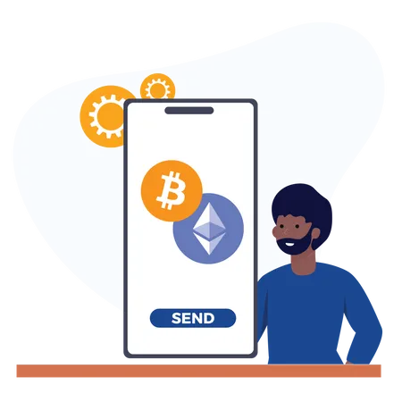 Mobile cryptocurrency wallet Illustration