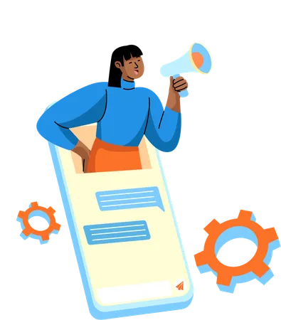 Mobile Customer Service Notifications  Illustration