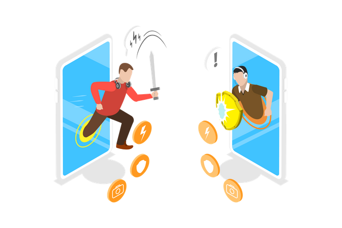 Mobile Cyber Fight  Illustration