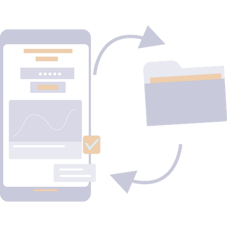 Mobile data is converted into folder  Illustration