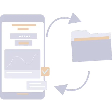 Mobile data is converted into folder  Illustration