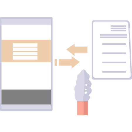 Mobile data is converting into a document file  イラスト