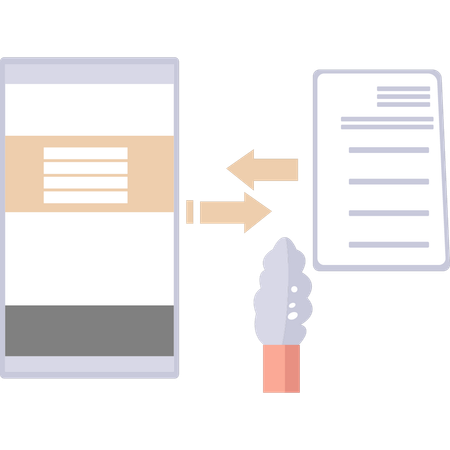 Mobile data is converting into a document file  Illustration
