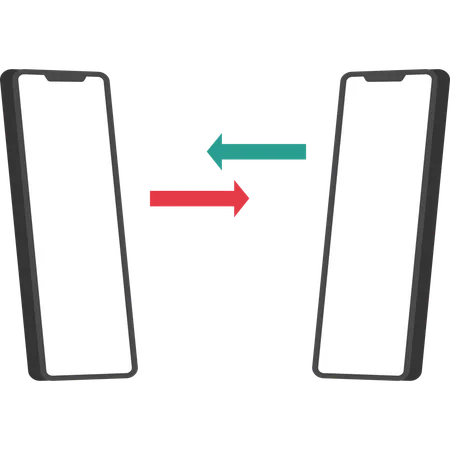 Transfer Send Receive Smartphone Icon Vector Illustration Blank White Screen Illustration