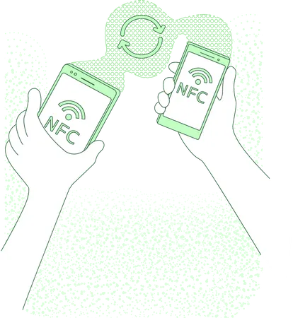 Mobile Data Transfer Thin Line Concept Vector Illustration People Holding Smartphones 2 D Cartoon Character For Web Design Information Exchange Mobile App Nfc Technology Creative Idea Illustration