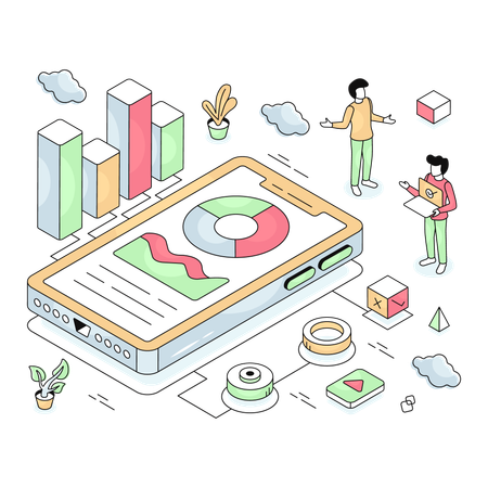 Mobile Datenanalyse für Mitarbeiter sichtbar  Illustration