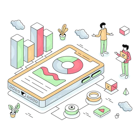 Mobile Datenanalyse für Mitarbeiter sichtbar  Illustration