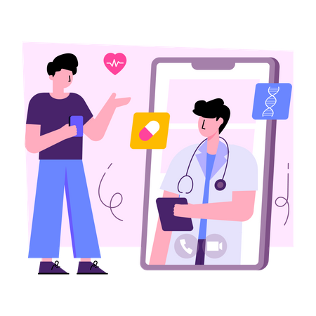 Mobile Doctor Consultation Illustration