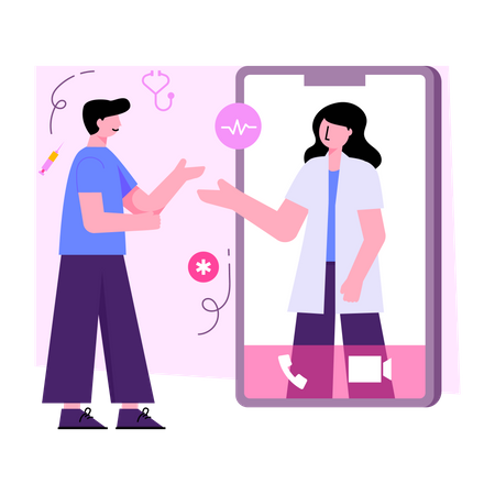 Mobile Doctor Consultation  Illustration