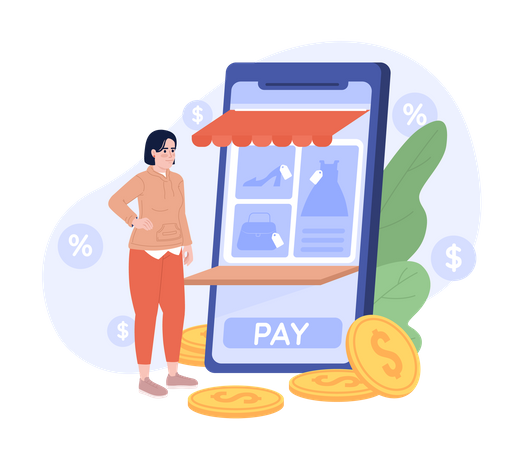 Mobile e commerce app  Illustration