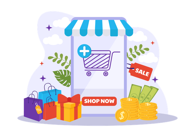 Mobile E Commerce  Illustration