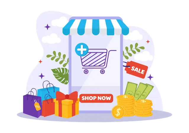 Mobile E Commerce  Illustration