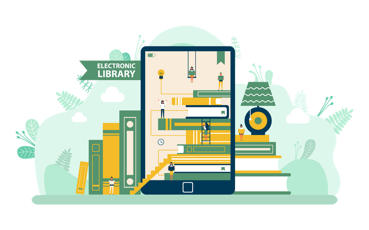Mobile E-library app  Illustration