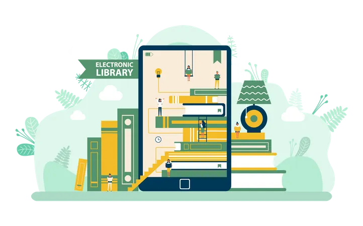 Mobile E-library app  Illustration