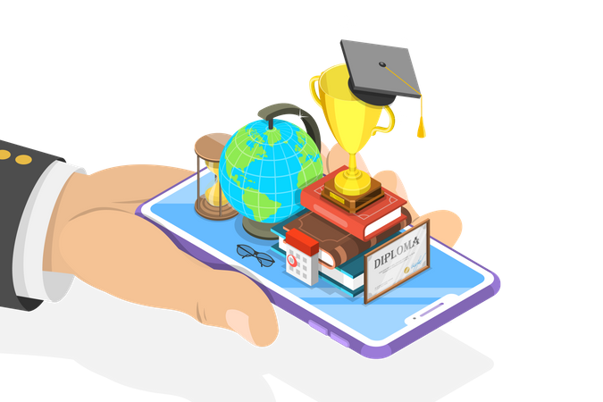 Mobile education and online education training  Illustration