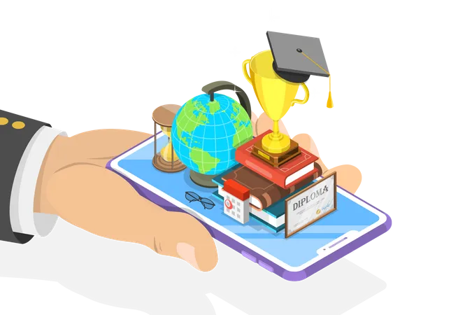 Mobile education and online education training  Illustration