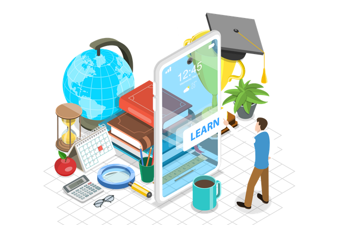 Mobile education app Illustration